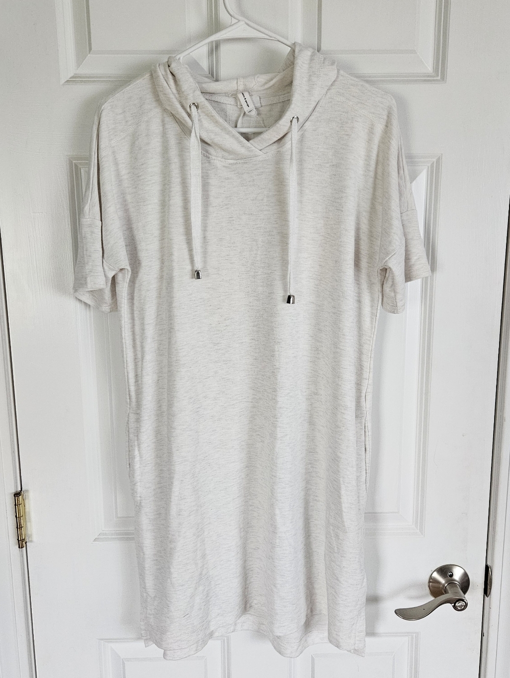 Light Heather Gray Short Sleeve Hoodie Dress